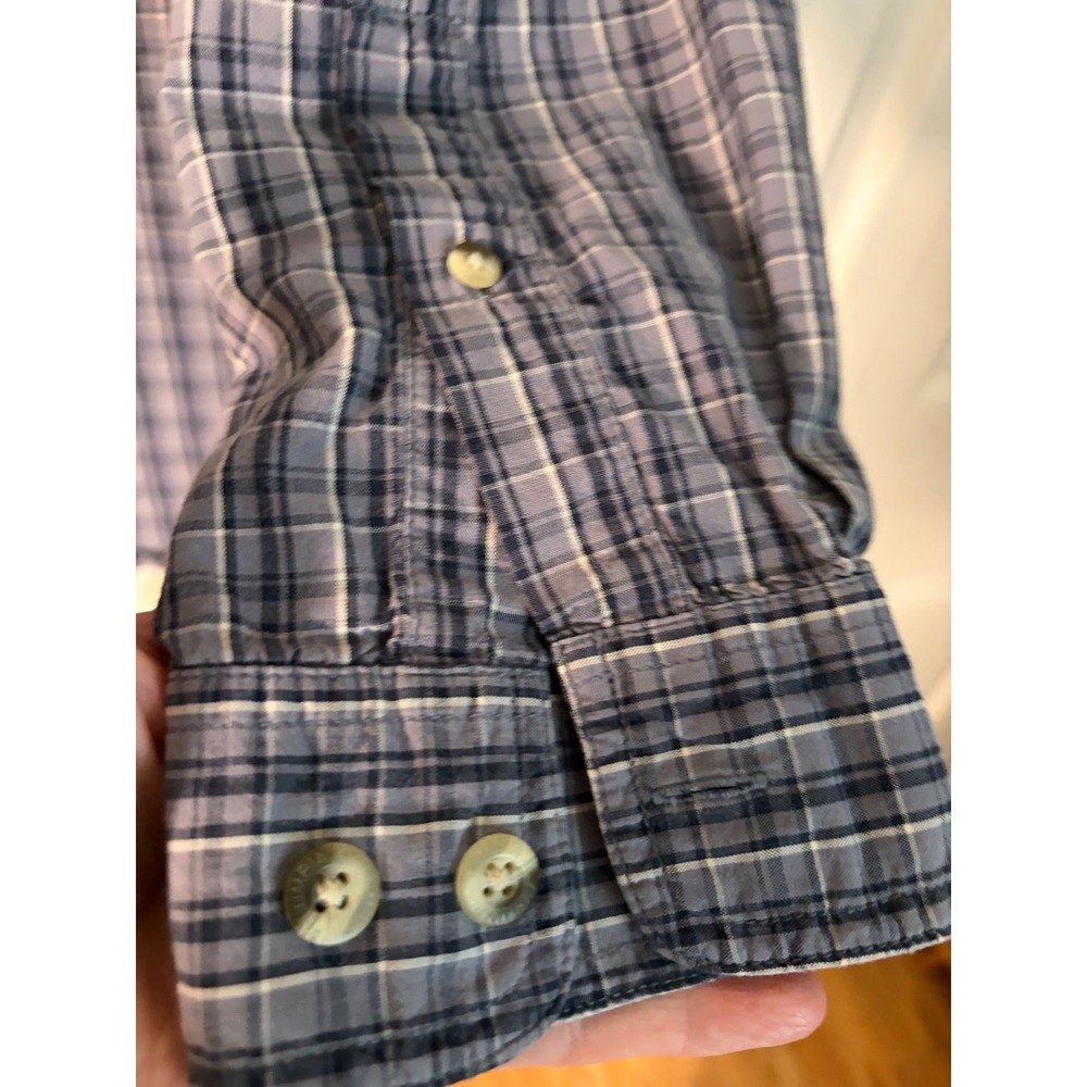 Columbia Mens Plaid Long Sleeve Button Down Shirt Blue Grey Medium Outdoor Work - Picture 9 of 11